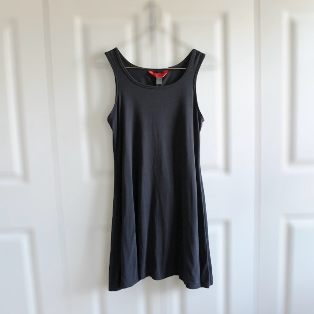 Hot Kiss Women's Plain Black Sleeveless A-Line Dress